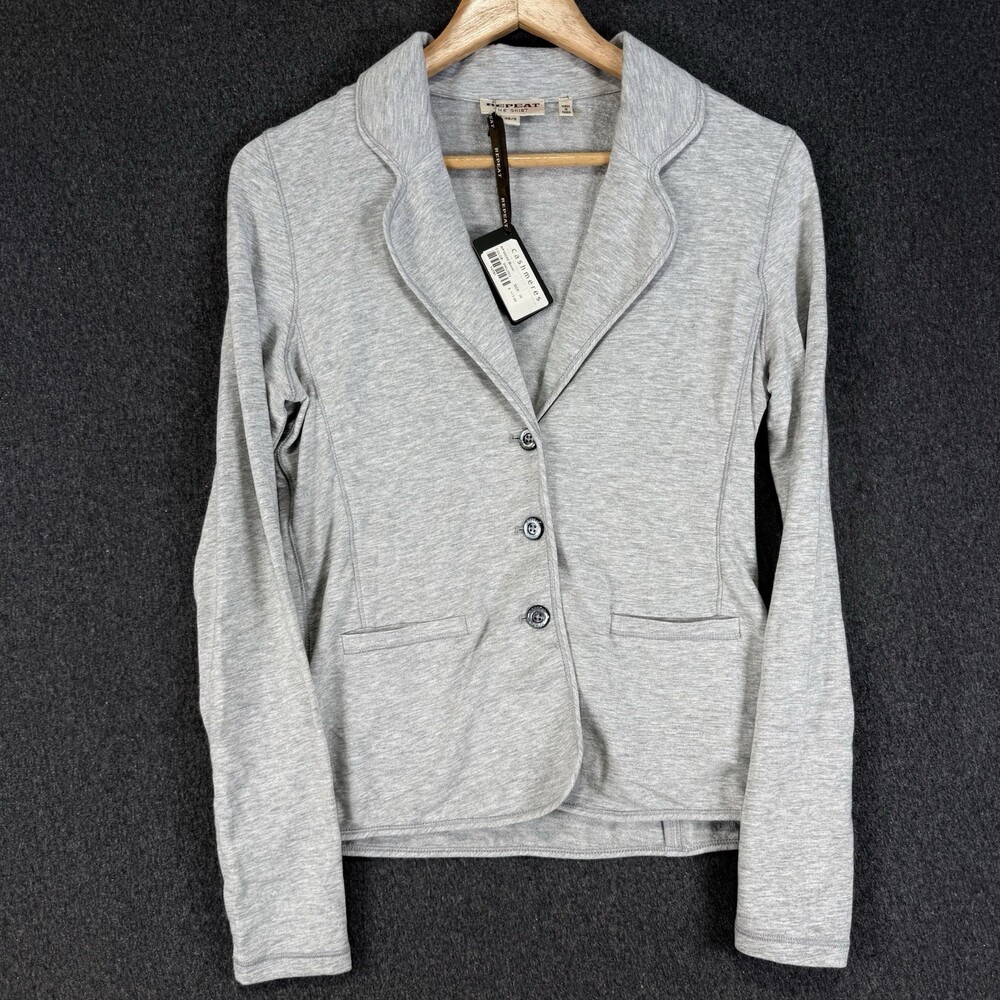 Repeat The Shirt Blazer Womens Small 38 Gray Knit Three Button Jacket With Tags